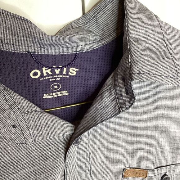 Mens Orvis Short Sleeved Button‎ Down moisture wicking shirt medium Blue - Picture 2 of 5